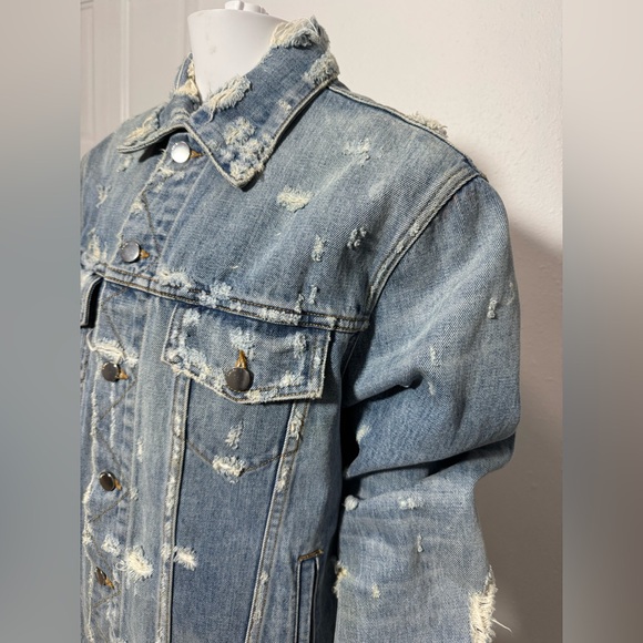 EUC Amiri Swarovski Palm Tree Trucker Denim Jacket - Picture 4 of 15